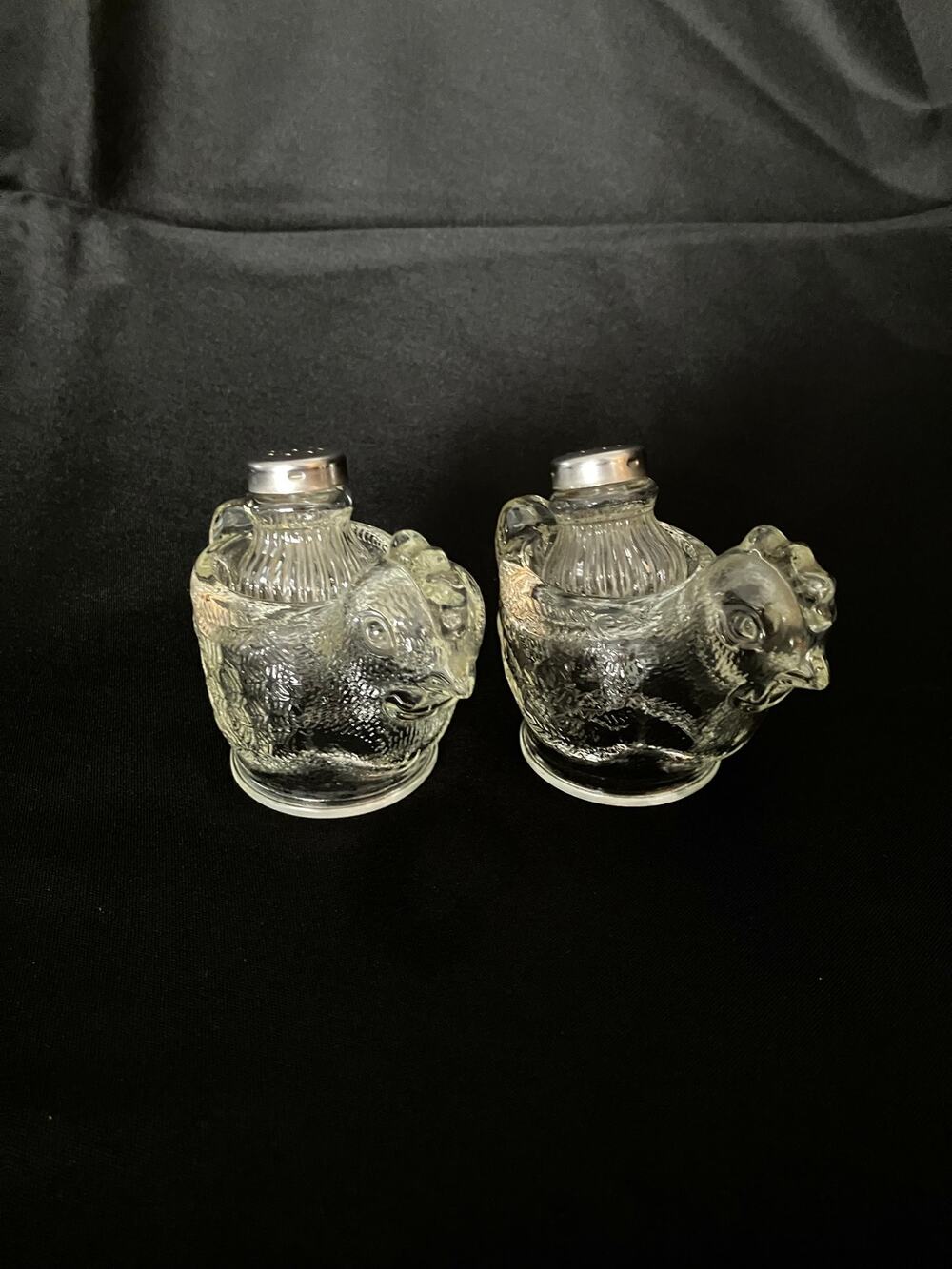 Vintage Fraser's Chicken Coop Glass Egg Cups Salt Pepper Shakers WMF Set